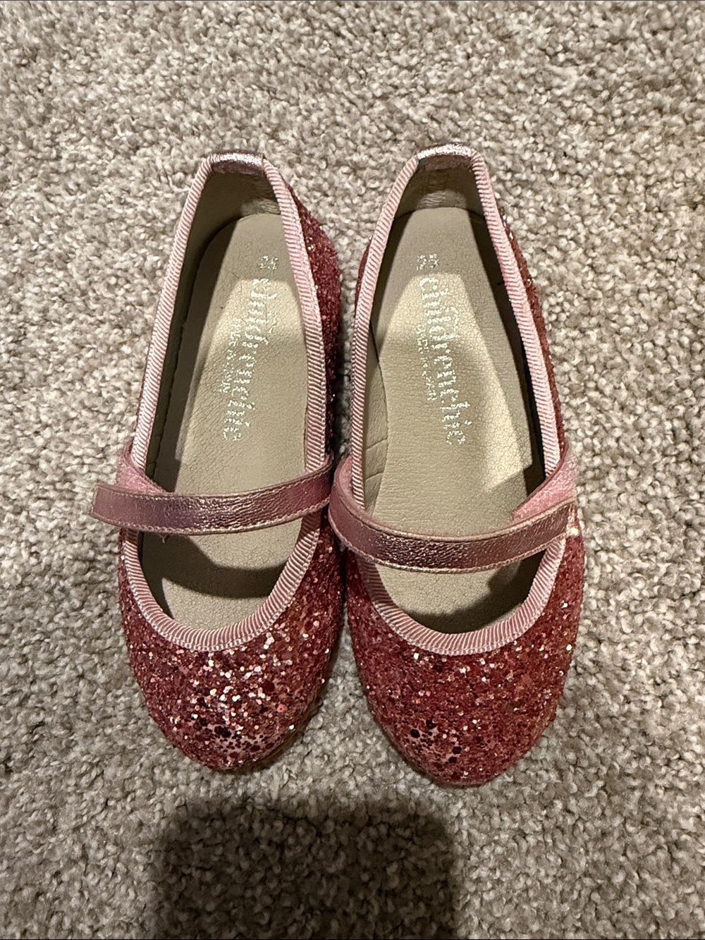 Girls Glitter Ballet Flats Dress Shoes in Rose
